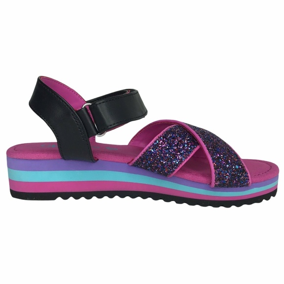Skechers Toddler & Little Girl's Glitter Sandals Cute & Comfy Multicolor sz 12 - Picture 4 of 6